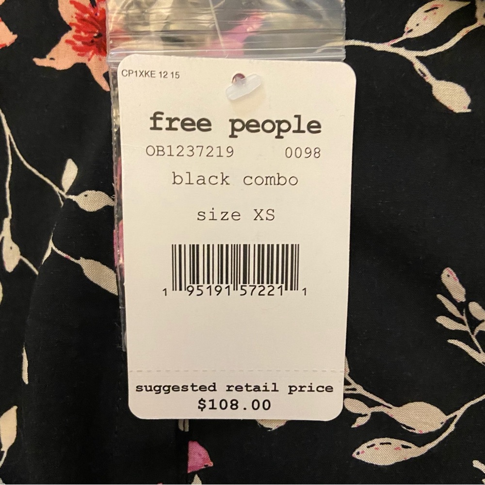 NWT Free People XS Lighten Up Floral Mini Dress Black Pink - Picture 13 of 13